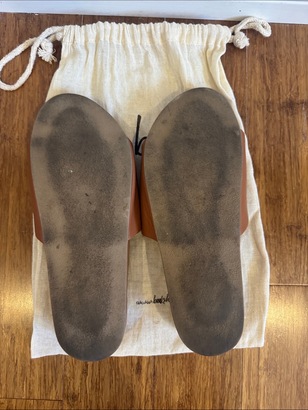Beek Cognac Brown Leather Slide Sandals - Picture 5 of 5